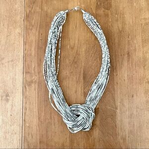 Cream and silver beaded necklace